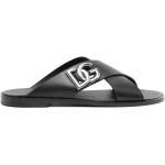 Sandalias negras de goma de cuero con logo Dolce & Gabbana talla 46 para hombre 