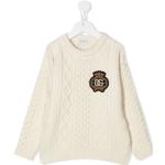 Jerséis blancos de lana de punto infantiles rebajados con logo Dolce & Gabbana 