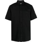 Camisas negras de algodón de lino  rebajadas manga corta con logo Calvin Klein Jeans para hombre 