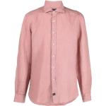 Camisas rosas de lino de manga larga rebajadas manga larga con logo FAY para hombre 