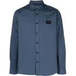 Camisas azules de algodón de manga larga rebajadas manga larga con logo Calvin Klein Jeans talla S para hombre 