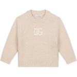 Jerséis beige de lana de punto infantiles rebajados con logo Dolce & Gabbana 