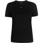 Camisetas negras de algodón de manga corta manga corta con cuello redondo con logo Diesel para mujer 