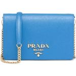 Bolsos satchel azules de piel plegables con logo Prada para mujer 