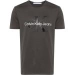 Camisetas grises de algodón de manga corta manga corta con cuello redondo con logo Calvin Klein para hombre 