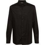 Camisas negras de algodón de manga larga manga larga con logo Armani Emporio Armani para hombre 