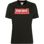 Camisetas negras de algodón de manga corta manga corta con cuello redondo con logo KENZO Logo para mujer 