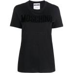 Camisetas negras de algodón de manga corta rebajadas manga corta con cuello redondo con logo MOSCHINO talla L para mujer 