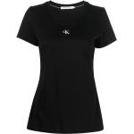 Camisetas negras de algodón de manga corta rebajadas manga corta con cuello redondo con logo Calvin Klein talla XS para mujer 