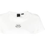Camisetas blancas de algodón de manga corta manga corta con cuello redondo con logo PINKO para mujer 