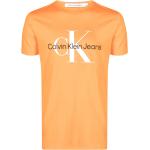 Camisetas naranja de algodón de manga corta rebajadas manga corta con cuello redondo con logo Calvin Klein Jeans talla L para hombre 