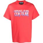 Camisetas rojas de algodón de manga corta rebajadas manga corta con cuello redondo con logo VERSACE Jeans Couture talla S para hombre 