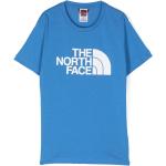 Camisetas azules de algodón de algodón infantiles rebajadas con logo The North Face 