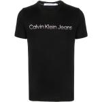 Camisetas negras de algodón de manga corta rebajadas manga corta con cuello redondo con logo Calvin Klein Jeans para hombre 