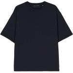 Camisetas azul marino de algodón de manga corta manga corta con cuello redondo con logo Daniele Alessandrini para hombre 