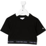 Camisetas negras de poliamida de manga corta rebajadas manga corta con cuello redondo con logo Calvin Klein talla XXS para mujer 
