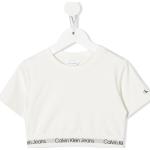 Camisetas blancas de poliamida de manga corta rebajadas manga corta con cuello redondo con logo Calvin Klein talla XXS para mujer 