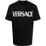 Camisetas estampada negras de viscosa rebajadas con logo VERSACE para hombre 