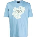 Camisetas azules celeste de algodón de manga corta rebajadas manga corta con cuello redondo con logo Armani Emporio Armani talla XL para hombre 