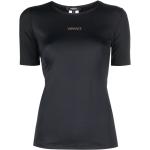 Camisetas negras de poliamida de manga corta manga corta con cuello redondo con logo VERSACE para mujer 