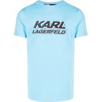 Camisetas azules de algodón de manga corta rebajadas manga corta con cuello redondo con logo Karl Lagerfeld talla XS para hombre 