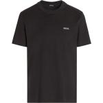 Camisetas negras de algodón de manga corta manga corta con cuello redondo con logo Ermenegildo Zegna 