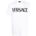Camisetas blancas de algodón de manga corta rebajadas manga corta con cuello redondo con logo VERSACE para hombre 