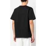 Camisetas negras de algodón de manga corta manga corta con cuello redondo con logo Barrow para hombre 