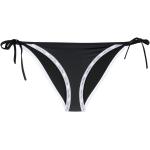 Bragas de bikini negras de poliester rebajadas con logo Calvin Klein con lazo para mujer 