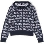 Jerséis azules de algodón con capucha infantiles con logo BALMAIN 