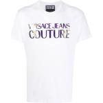 Camisetas blancas de algodón de manga corta rebajadas manga corta con cuello redondo con logo VERSACE Jeans Couture para hombre 