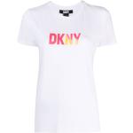 Camisetas blancas de algodón de manga corta manga corta con cuello redondo con logo DKNY para mujer 