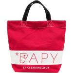 Bolsas rojas de algodón de playa con logo BAPE para mujer 