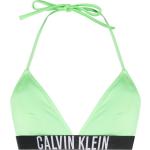 Bikinis halter verdes fluorescentes de poliester rebajados con cuello halter con logo Calvin Klein con lazo para mujer 