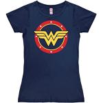 Camisetas azul marino de algodón de manga corta Wonder Woman manga corta con cuello redondo LOGOSHIRT talla L para mujer 