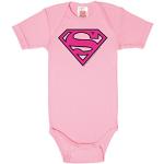 Logoshirt® DC Comics - Superman Logo Rosa I Pelele - Body Estampado - Bebés - Niña I Rosa I Diseño Original con Licencia, Talla 86/98, 13-24 Meses