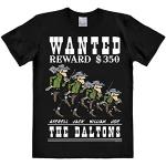Logoshirt - Lucky Luke - Los Dalton Camiseta Hombre - Daltons - Wanted - Negro - Diseño Original con Licencia, Talla L