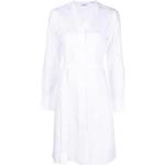 Vestidos blancos de lino de lino rebajados por la rodilla manga larga Calvin Klein talla XS para mujer 