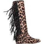 Botas beige de cuero de piel  rebajadas leopardo LONGCHAMP con flecos talla 39 para mujer 