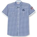 Camisas oxford azules de algodón rebajadas manga corta informales con logo Lonsdale Berny talla L para hombre 