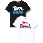 Lonsdale Holmrook Pack Doble de Camisetas, Blanco/