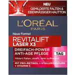 L'Oréal Paris Cuidado del día, reafirmante y relleno facial antienvejecimiento con 3 acciones, con ácido hialurónico, vitamina C y proretinol, Revitalift Laser X3, 50 ml