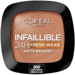 L'Oréal Paris, Polvos Compactos Mate, Efecto Bronceado Facial de Larga Duración, Infallible 24H Fresh Wear, Tono: 300, 9 g