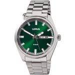 Relojes verdes de acero inoxidable de pulsera impermeables Cuarzo analógicos con correa de metal Lorus 10 Bar para hombre 