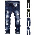 Jeans stretch azules de algodón de verano vintage desgastado rotos talla 3XL para hombre 
