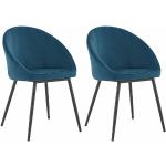 Conjuntos de 2 sillas azules de metal vintage acolchadas 