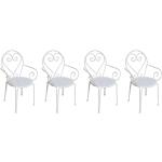 Lotee de 4 sillas de jardín de metal estilo hierro forjado - Blanco - GUERMANTES