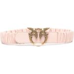 Cinturones elásticos rosas de cuero con logo PINKO Love para mujer 