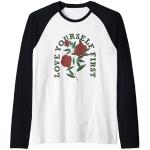 Love Yourself First - Rosa Camiseta Manga Raglan