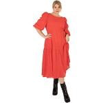 Lovedrobe Womens Plus Size Dress for Ladies Curve Key Backhole 3/4 Sleeves Midaxu High Waist Everyday for Summer Work Office Party, Vestido Mujer, Coral,